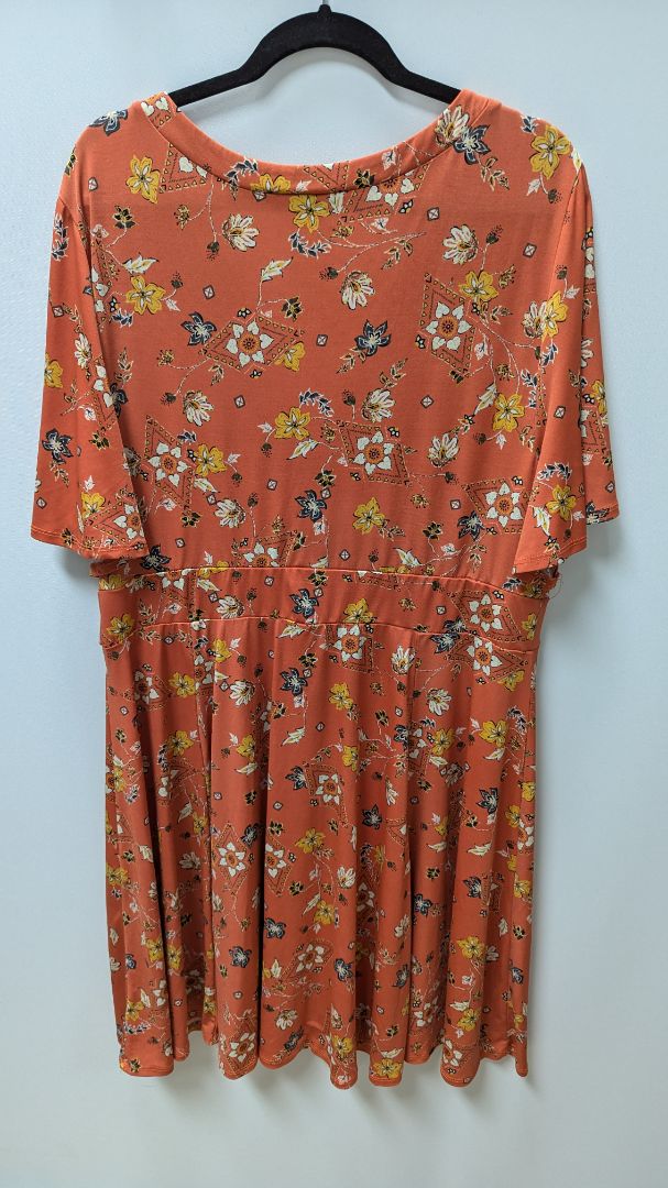 Torrid Orange Floral V-Neck Midi Dress