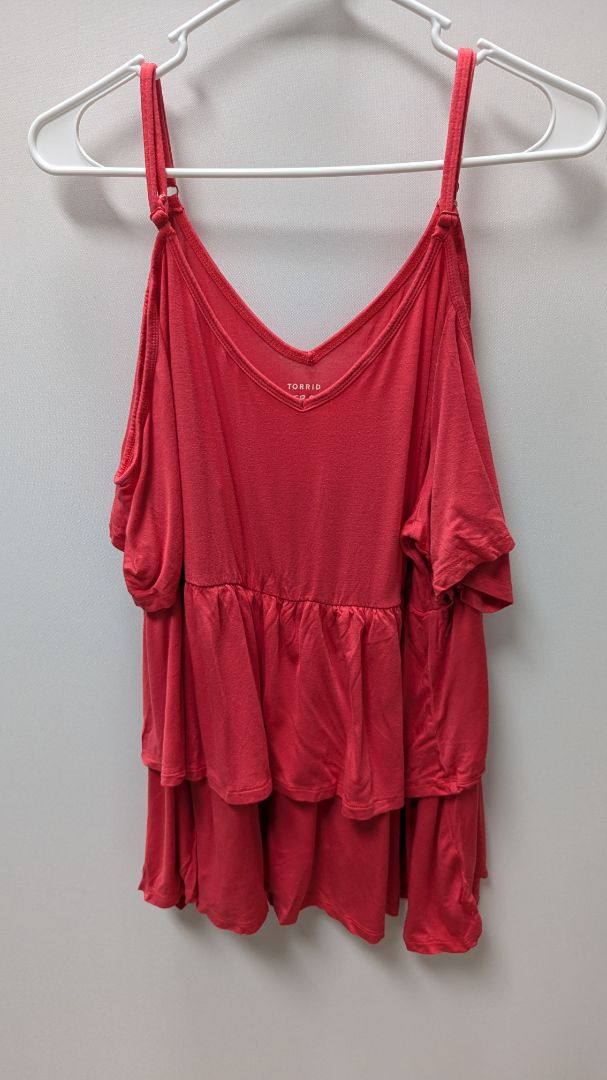 Torrid Coral Pink Supersoft Knits Cold Shoulder Blouse