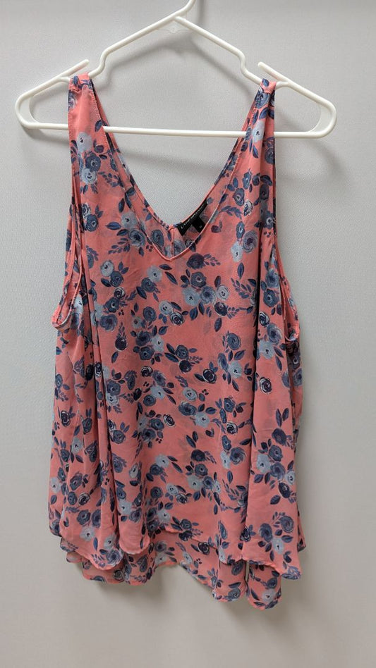 Lane Bryant Pink/Blue Floral Sleeveless Blouse