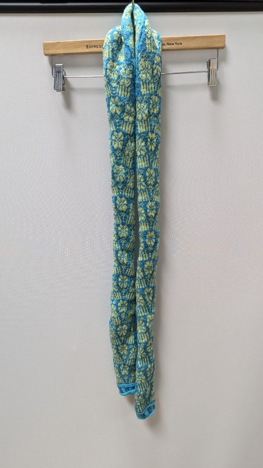 Blue/Light Green Handmade Crochet Sweater Scarf