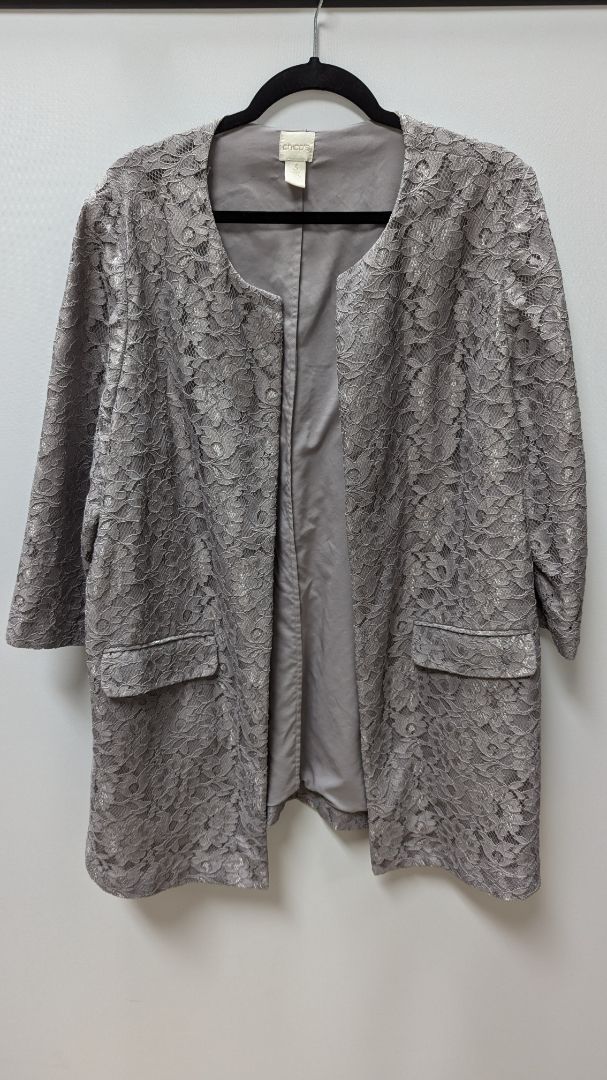 Chico's Grey Lace Cardigan