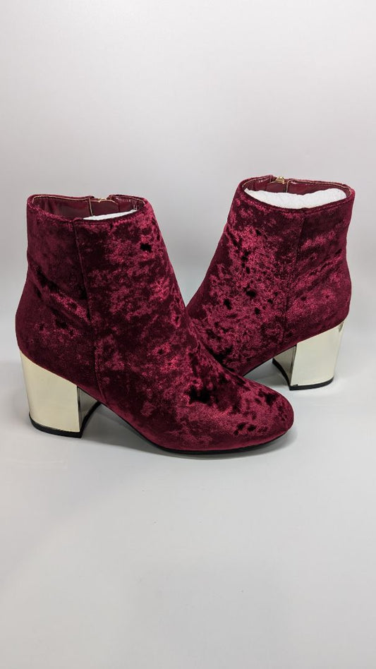 Hot Kiss Burgundy "Christie" Velvet Boots`