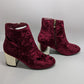 Hot Kiss Burgundy "Christie" Velvet Boots`