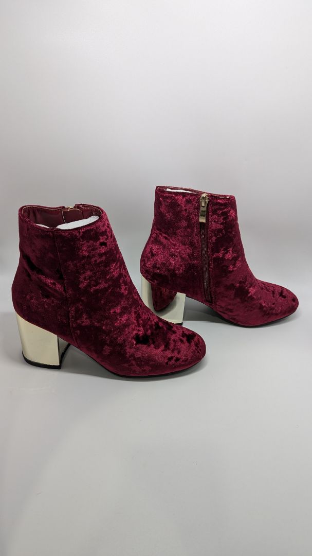 Hot Kiss Burgundy "Christie" Velvet Boots`