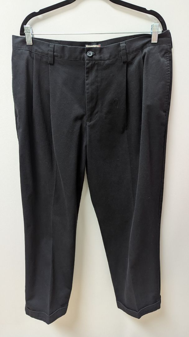 IZOD Black Pleated Straight Cuffed Pants