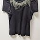 INC Black/Silver Sequin Neckline Tee