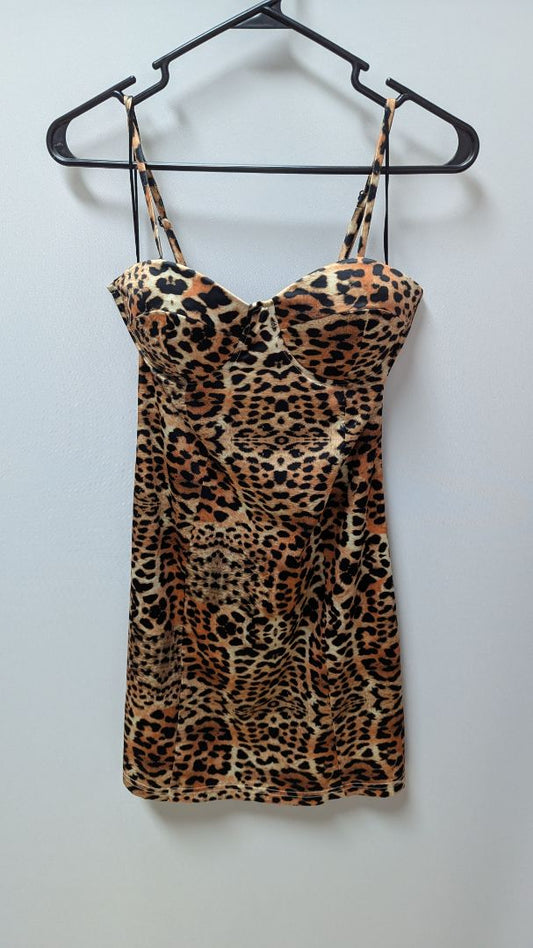 Femme Luxe Brown Animal Print Mini Dress