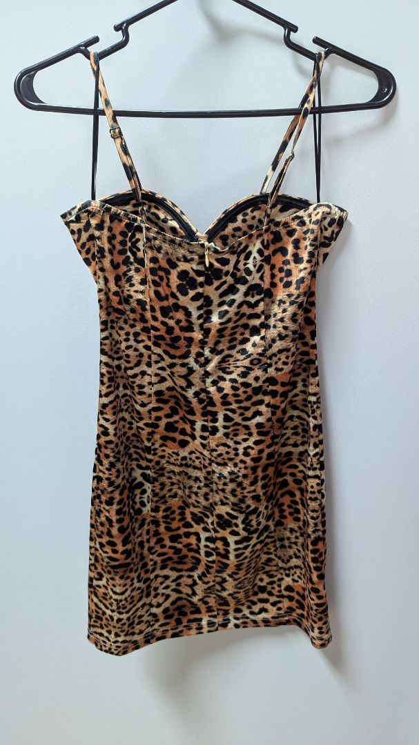 Femme Luxe Brown Animal Print Mini Dress