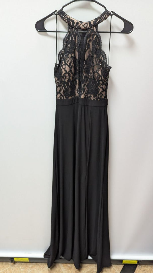 Morgan & Co Black Lace Bodice Maxi Dress