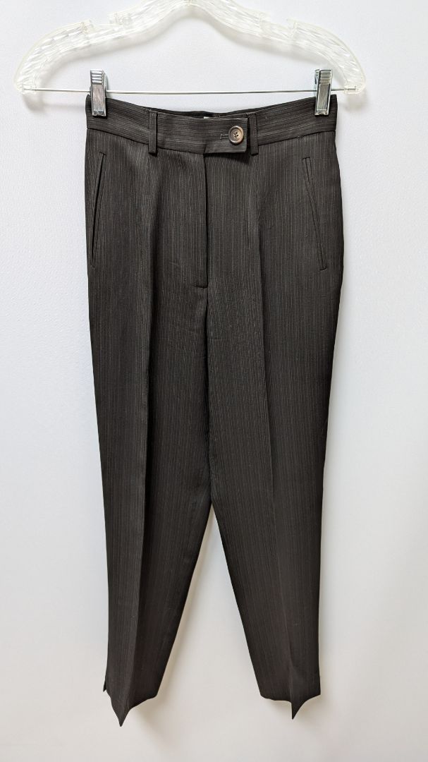 Zion New York Dark Brown Striped Pants Suit Set