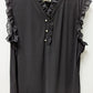 joie de vivre Black Ruffled Edges Sleeveless Blouse