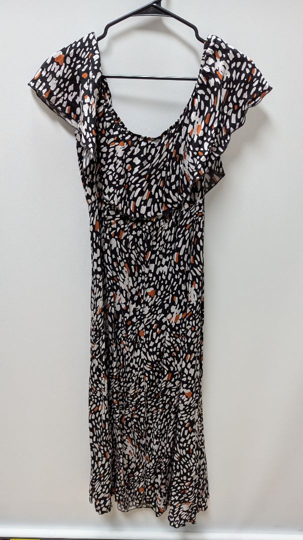 SHEIN Black/White/Orange Spotted Maxi Dress