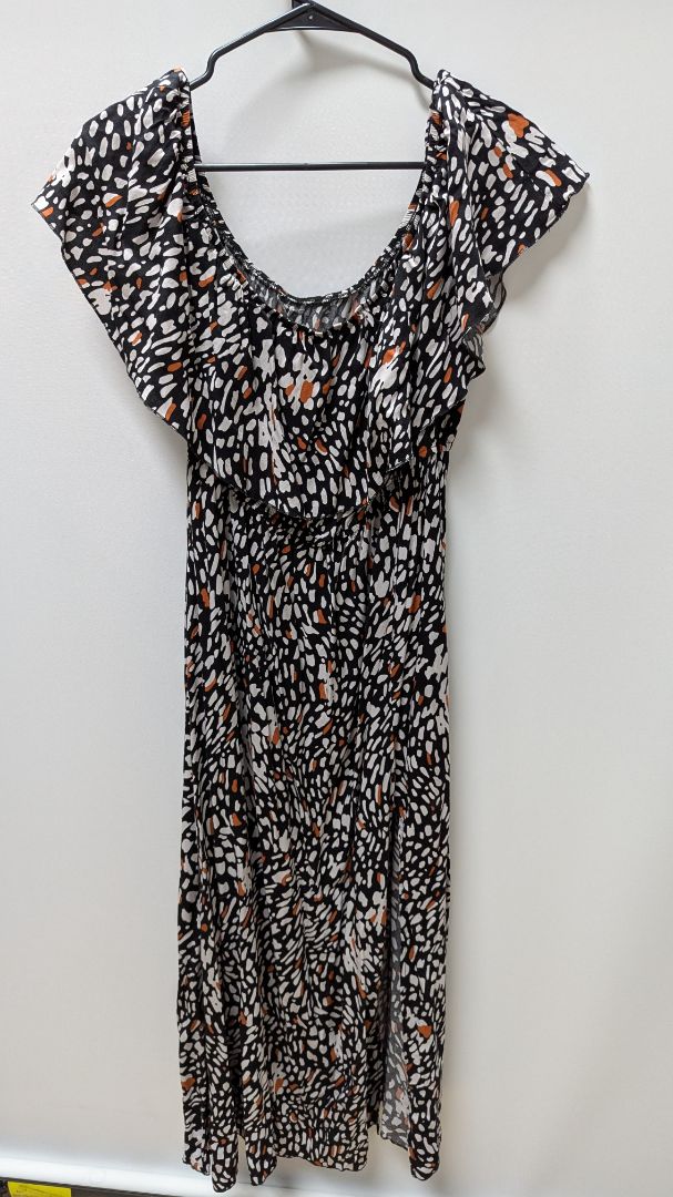 SHEIN Black/White/Orange Spotted Maxi Dress