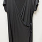 attention Black Short Sleeve Wrap Dress