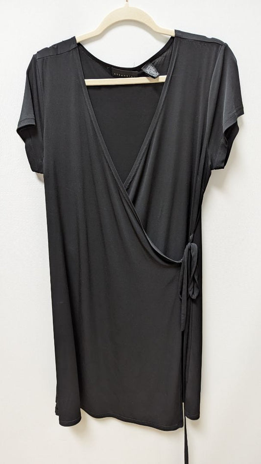 attention Black Short Sleeve Wrap Dress