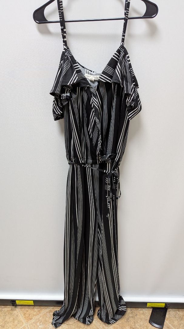 eye candy Black/White Striped Wide Leg Jumpsuit