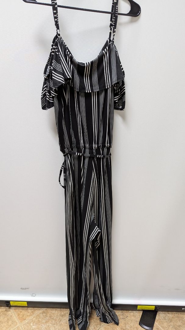 eye candy Black/White Striped Wide Leg Jumpsuit