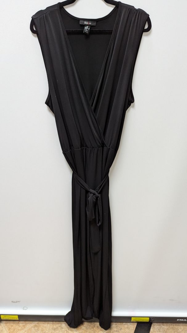 Style & Co Black Plunge Wide Leg Jumpsuit