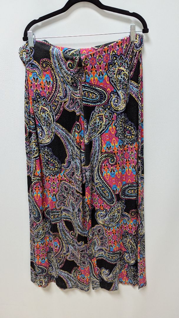 Lauren Ralph Lauren Black Paisley Wide Leg Pants