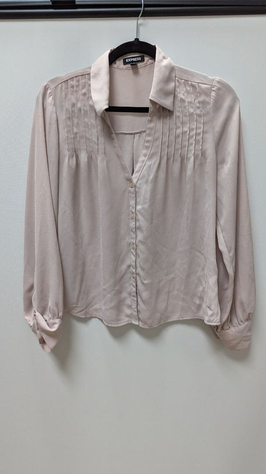 Express Light Pink Sheer Button Up Blouse.