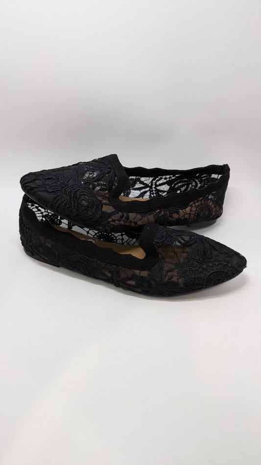 Seychelles Black Lace Pointed Toe Flats