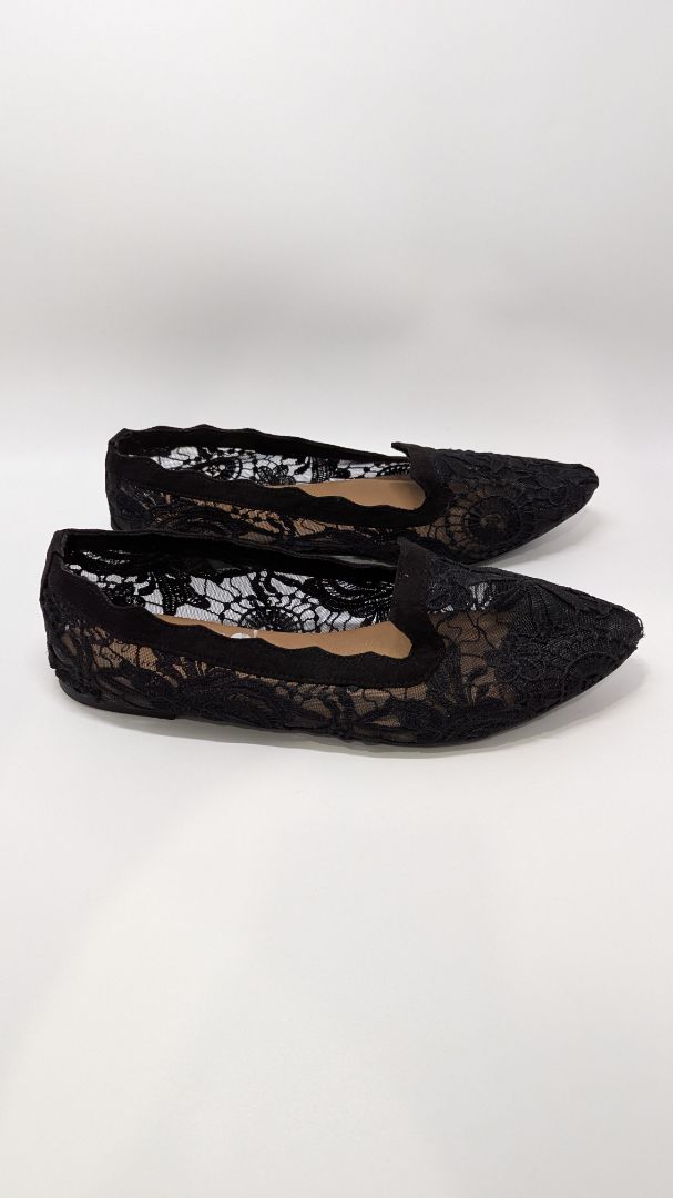 Seychelles Black Lace Pointed Toe Flats