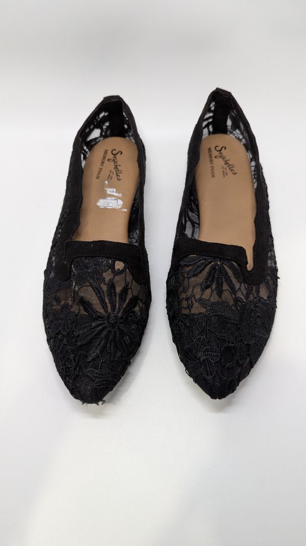 Seychelles Black Lace Pointed Toe Flats