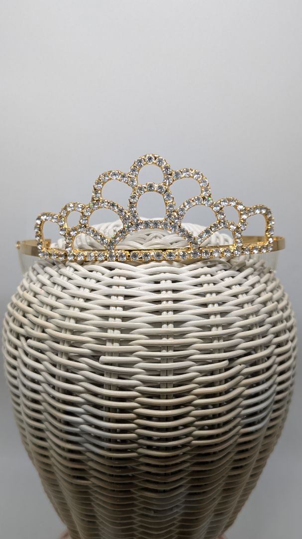 Gold/White Rounded Medium Pageant Crown