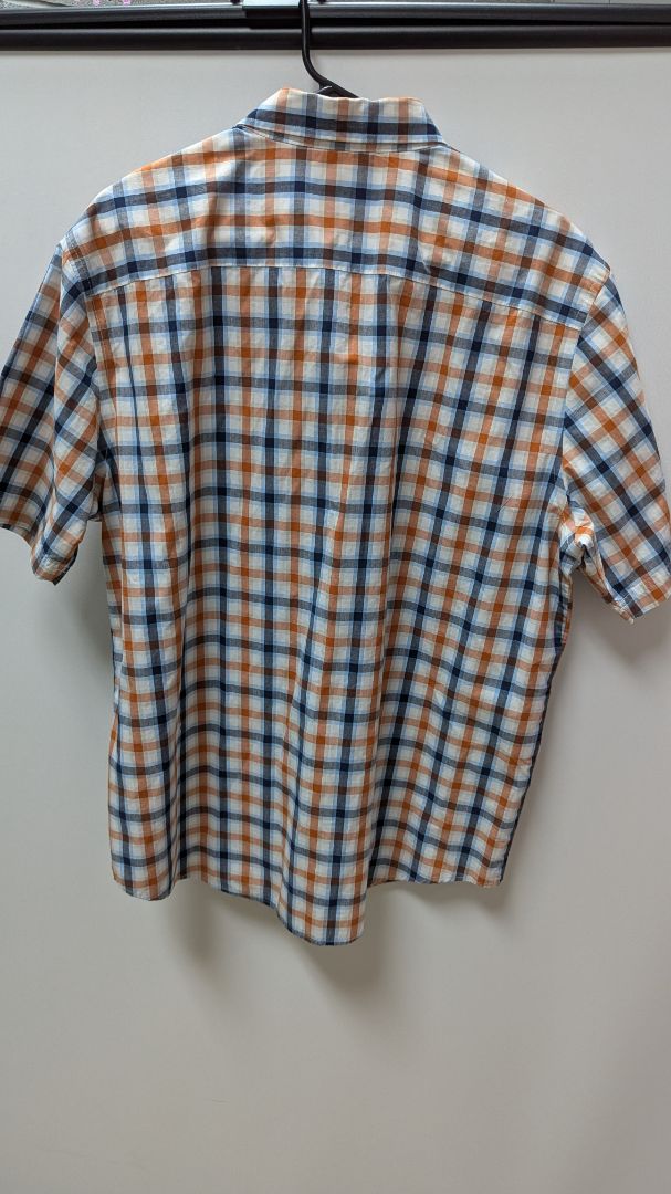 Croft & Barrow Navy/Orange Plaid Button Up Shirt