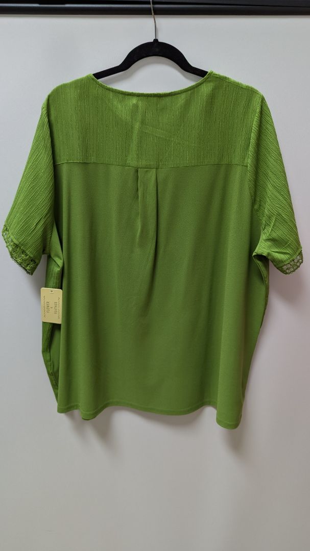 Flower & Feather Green Striped Sheath Blouse