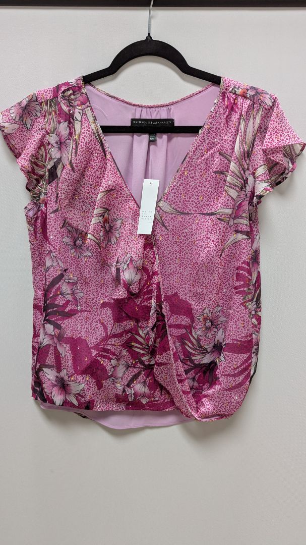 White House Black Market Sunset Floral Flutter Sleeve Blouse