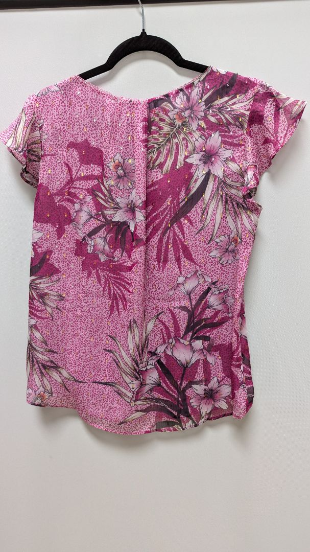 White House Black Market Sunset Floral Flutter Sleeve Blouse