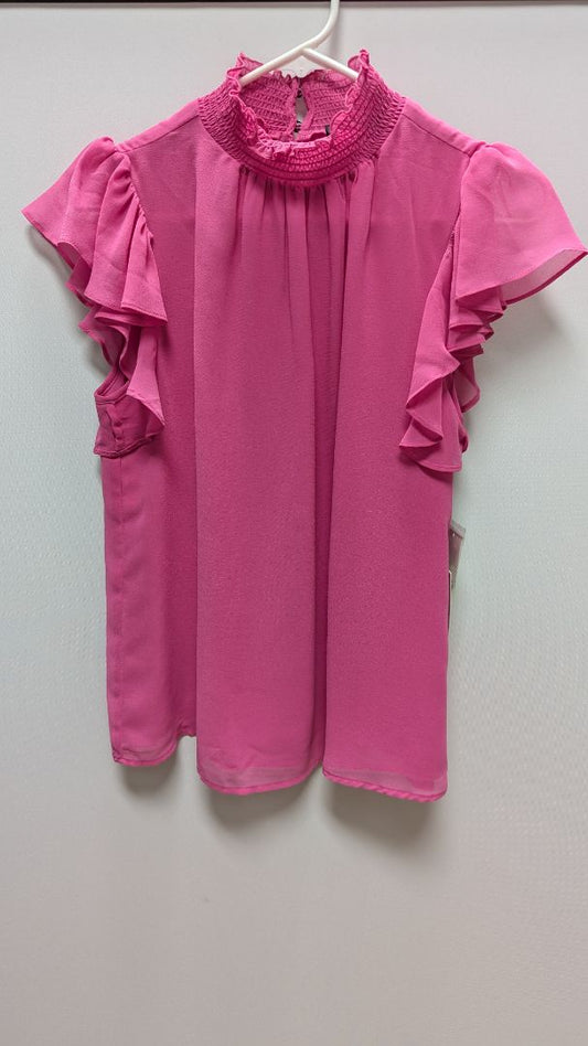 1.STATE Bright Mulberry Pink Ruched Neck Blouse