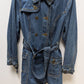 Baccini Medium Wash Denim Trench Coat Jacket