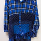 ImPerfect Blue/White Plaid Upcycled Crochet Flannel