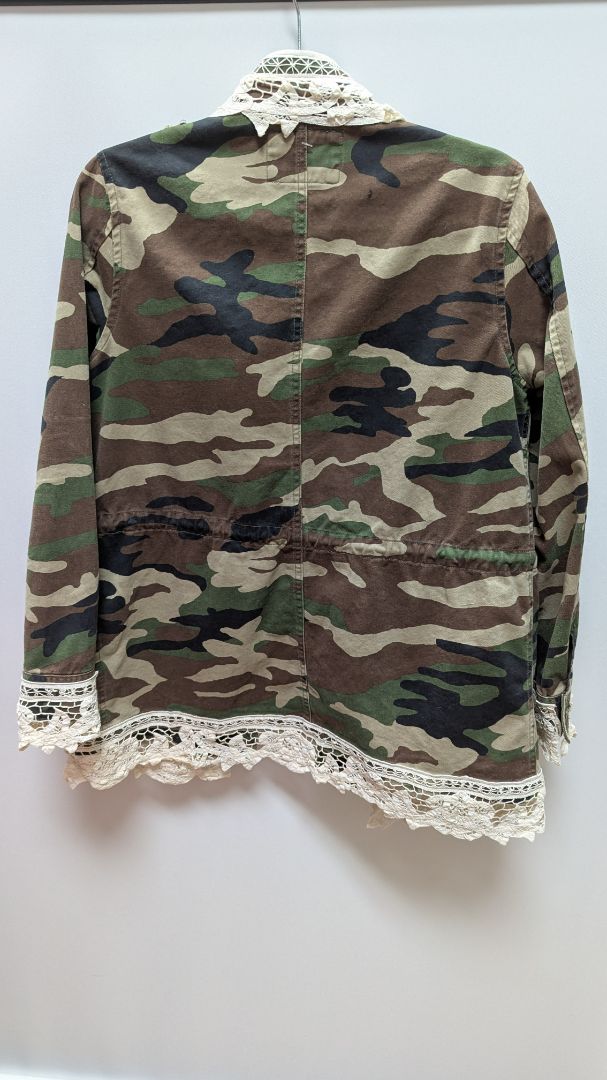 ImPerfect Green Camo & Lace Upcycled Jacket