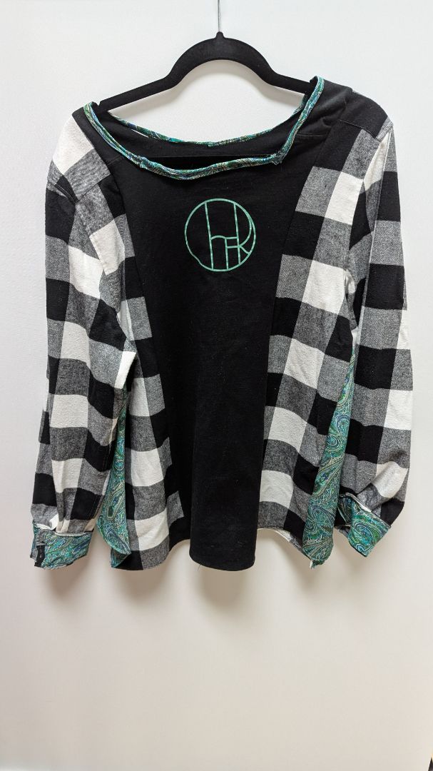 ImPerfect Black/White Plaid "Cher" Upcycled Sweatshirt