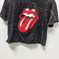 The Rolling Stones Black Graphic Cropped Tee