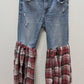 ImPerfect Light Wash/Red Plaid Upcycled Jeans