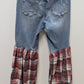 ImPerfect Light Wash/Red Plaid Upcycled Jeans