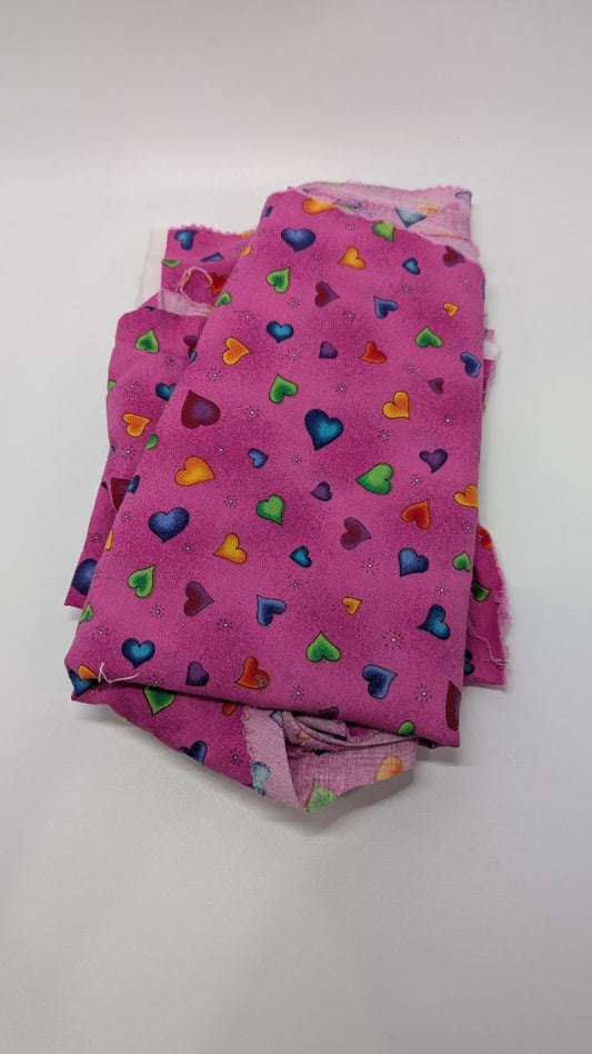 2 Piece Pink Heart-Patterned Fabric Sheets