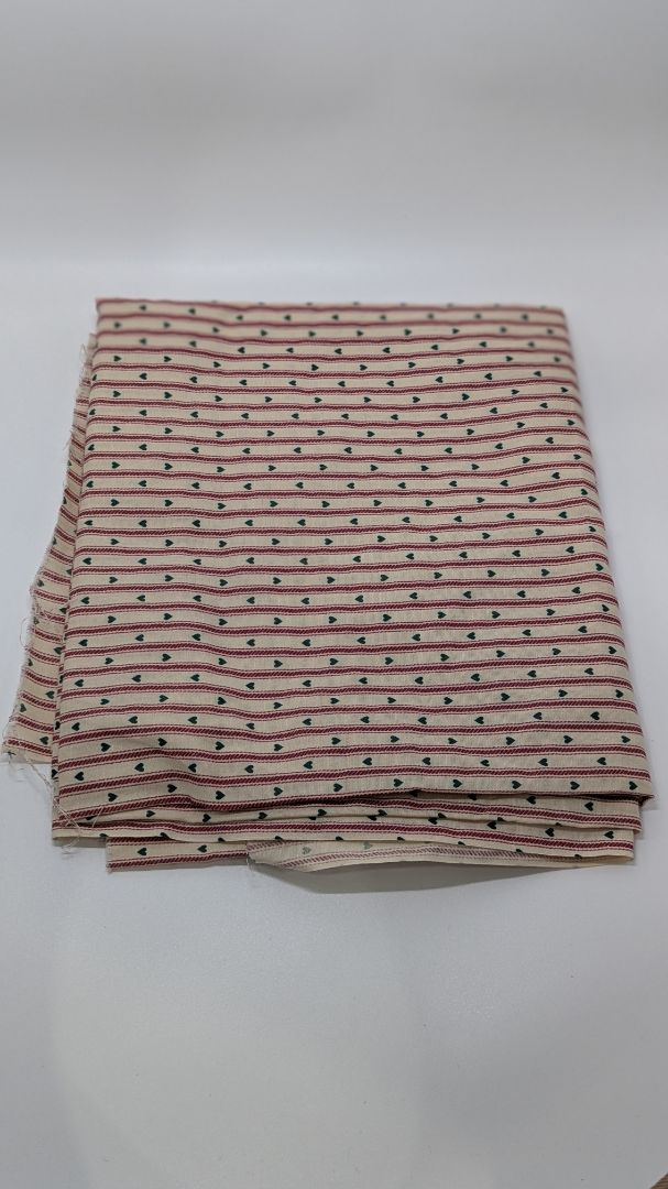 Red/Green Hearts & Stripes Patterned Fabric Sheet