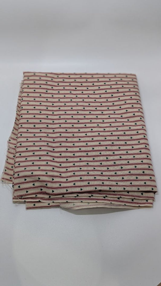 Red/Green Hearts & Stripes Patterned Fabric Sheet