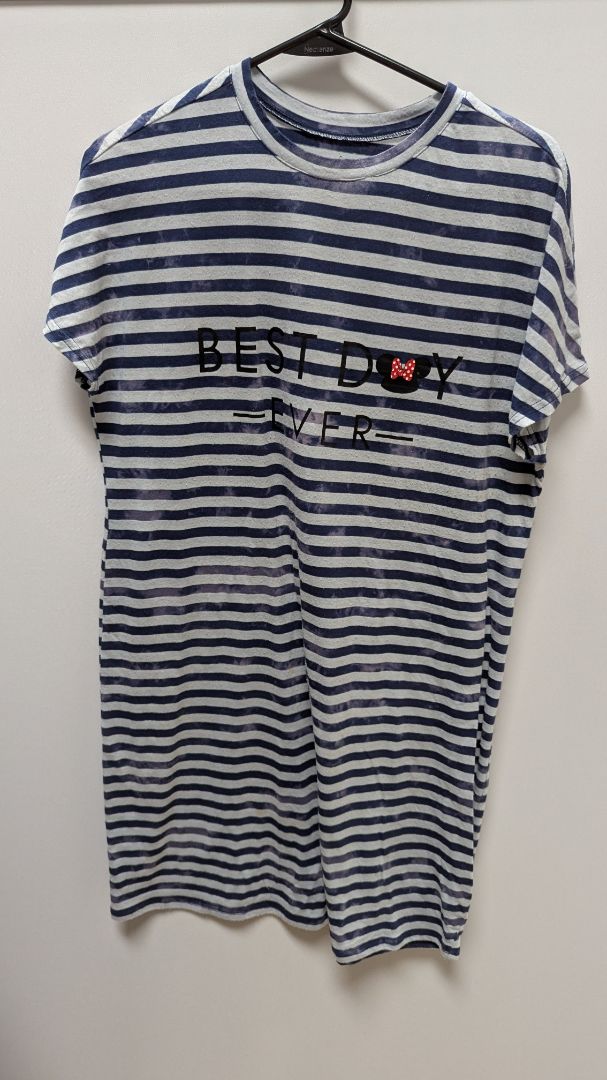 Disney Parks Navy/White Striped "Best Day Ever" Graphic Tee Dress