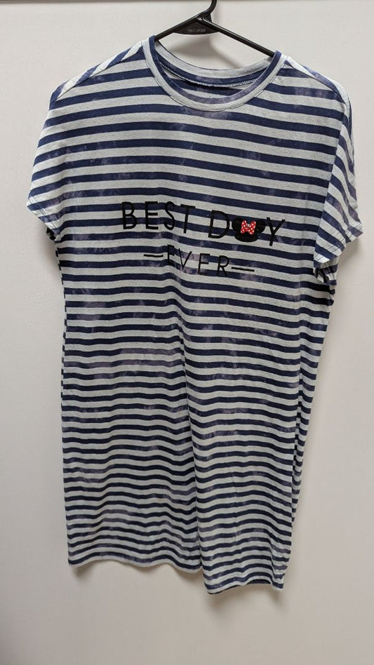 Disney Parks Navy/White Striped "Best Day Ever" Graphic Tee Dress