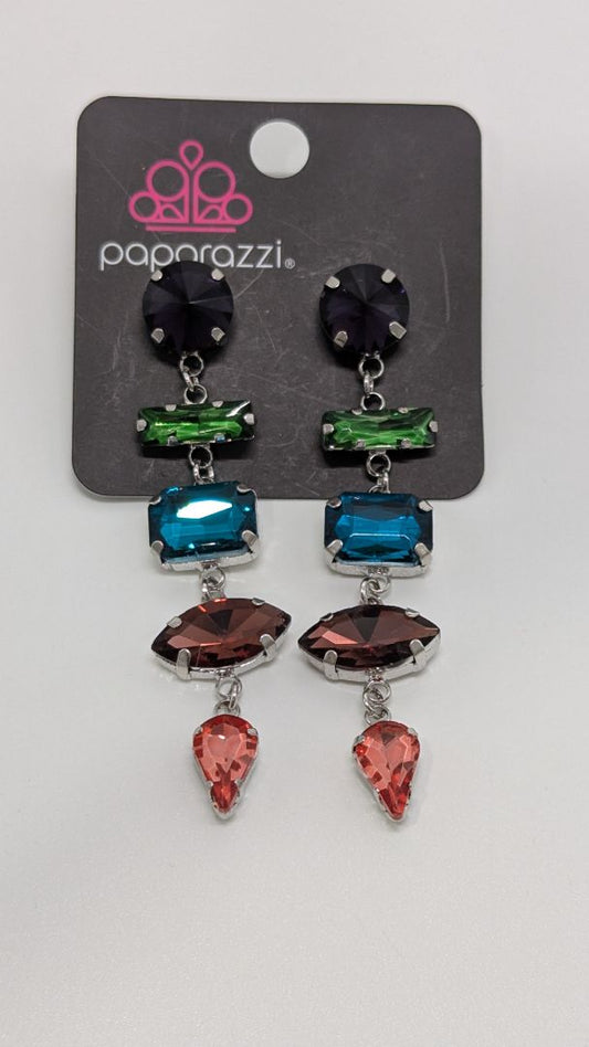 Paparazzi Multicolor Long Faux-Gemstone Earrings