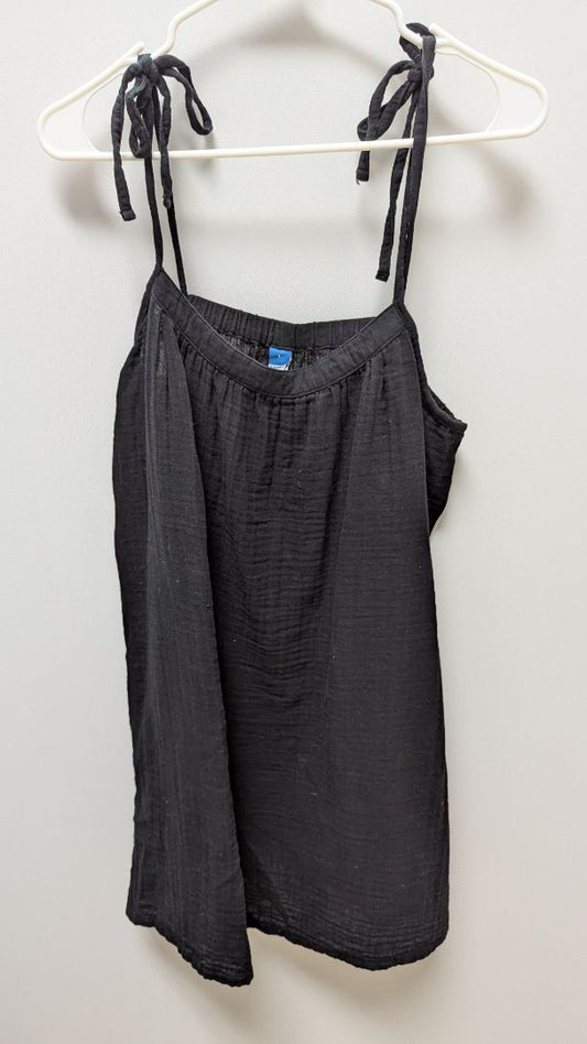Old Navy Black 100% Cotton Tie-Strap Shift Dress