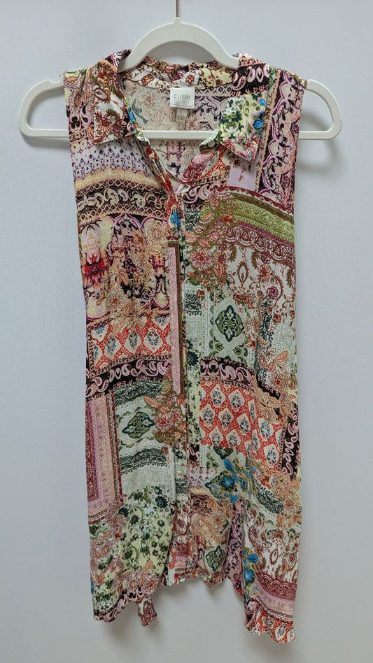 Cupio Multicolor Patterned Button-Down Swing Dress