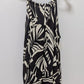 Tahari Black/Beige Patterned Linen Shift Dress