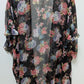 Betsey Johnson Black/Pink Floral Sheer Kimono Overpiece